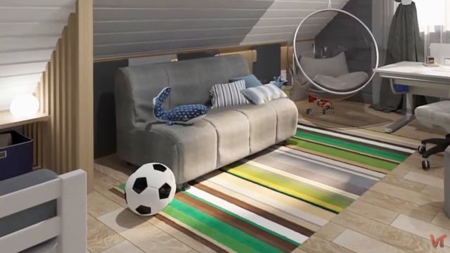 Проект детской для мальчика в доме мансардного этажа смотреть онлайн