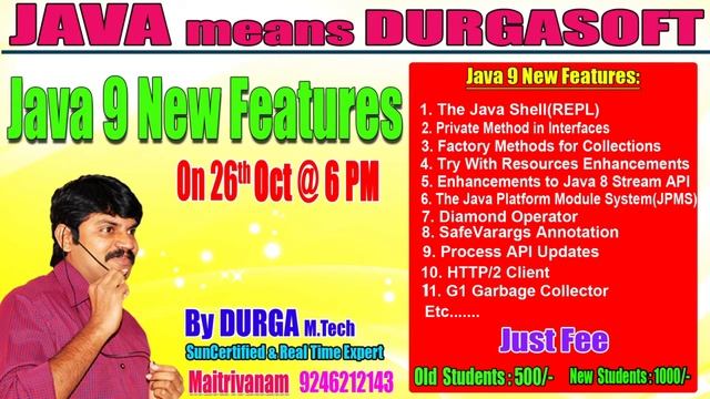 New Batch On Java 9 New Features by Mr. Durga On 26th Oct @6PM At Maitrivanam(HYD) - Offline Batch смотреть онлайн