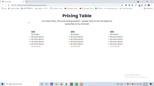 How To Create Responsive Pricing table Using Only HTML & CSS смотреть онлайн