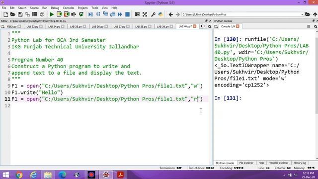 Python Lab Part 40:Construct a Python program to write and append text to a file & display the text смотреть онлайн