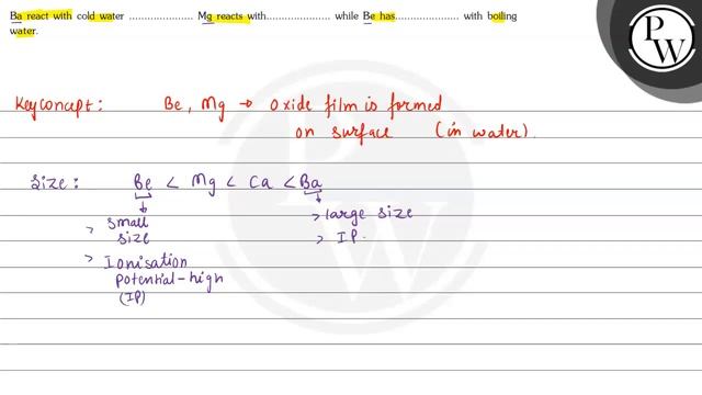 Ba react with cold water
\( \mathrm{Mg} \) reacts with.
while Be ha... смотреть онлайн