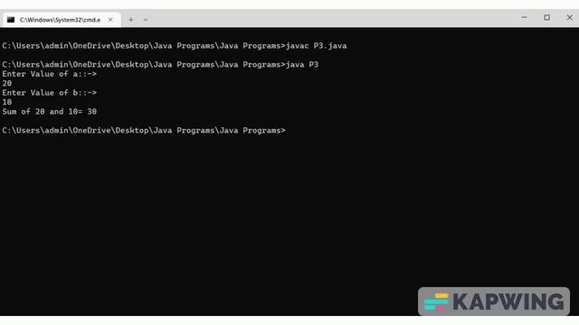 A java program to do sum of two variable Run Time смотреть онлайн