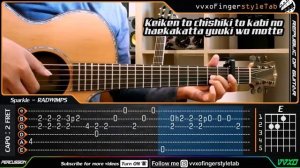 Kimi no Na wa (Your name) - Sparkle - RADWIMPS - Fingerstyle Guitar Cover | TAB Tutorial