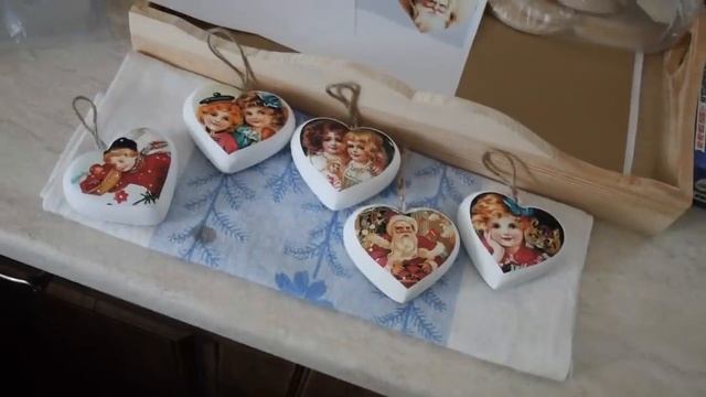 Елочные игрушки СЕРДЕЧКИ из гипса - пустотелые - Гипс + Декупаж - АНОНС моего фото МК смотреть онлайн