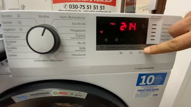 Beko Waschmaschine WML71434NPS1, Erstinbetriebnahme, Kalibrieren, Kindersicherung, Trommelreinigung