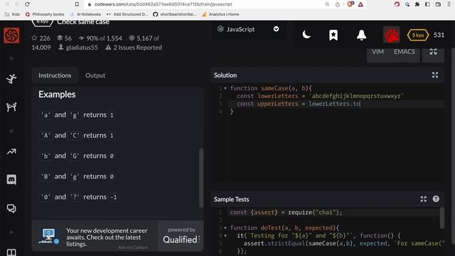 Codewars - Javascript - Check same case смотреть онлайн