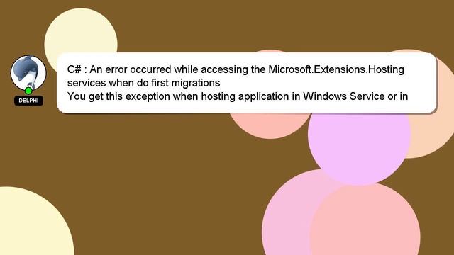C# : An error occurred while accessing the Microsoft.Extensions.Hosting services when do first migr смотреть онлайн