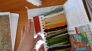 Набор для вышивки крестом на канве с рисунком. Домики и пейзаж часть 2