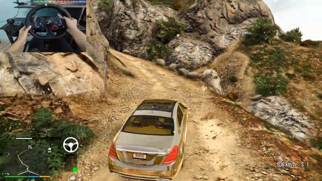 Gold Mercedes Benz S Class Off Roading - GTA 5 Steering Wheel | Logitech G29 Gameplay смотреть онлайн