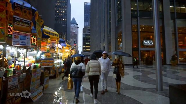 ?? NEW YORK CITY CHRISTMAS Walk In The RAIN ☔ Rockefeller Center, Fifth Avenue, Times Square