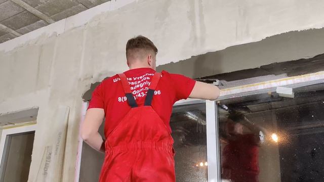 Утепление оконных откосов экструдированным пенопластом Технониколь, клей Baumit и Стеклосетка