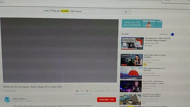 Ryzen 2200g APU new build crashing on YouTube. Happens often смотреть онлайн