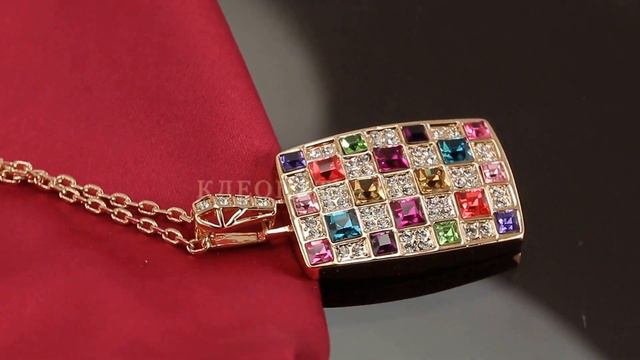 Великолепный кулон с кристаллами Swarovski + цепочка, покрытый золотом смотреть онлайн