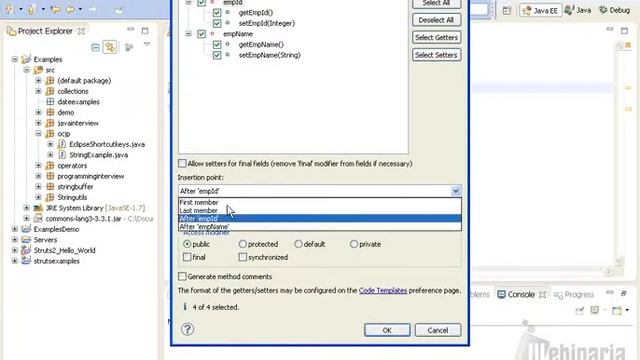 How to generate getters and setters methods automatically in eclipse ? смотреть онлайн