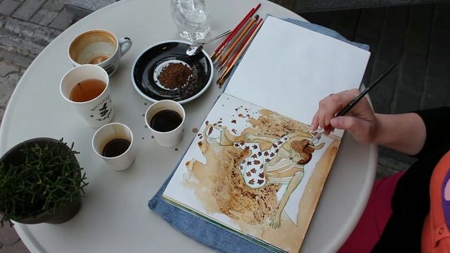 Как рисовать кофе?/ Кофейная живопись/ Speed Paint/ подробный мастер-класс смотреть онлайн