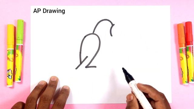 2 से तोता आसानी से बनाना सीखे | Draw a Parrot picture step by step easy Drawing for kids смотреть онлайн