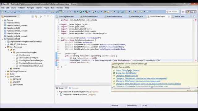 WebSocket Tutorial 15 - ServerEndpoint + CDI + Stateless, Stateful, and Singleton Session Beans смотреть онлайн