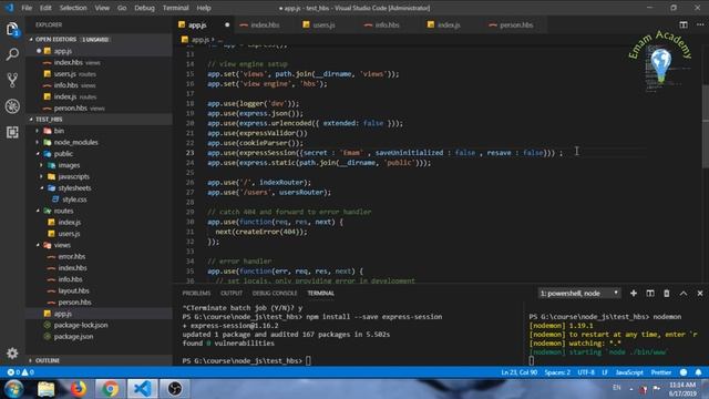 شرح Node js بالعربي | الدرس الرابع والعشرون express session | أكاديمية إمام смотреть онлайн