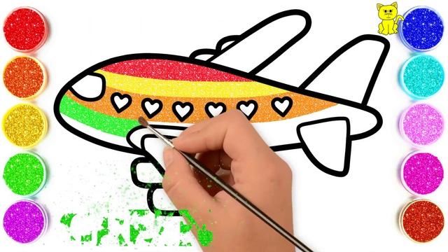 Cara Menggambar dan Mewarnai Pesawat Pelangi Glitter Rainbow Planes coloring and drawing for Kids смотреть онлайн