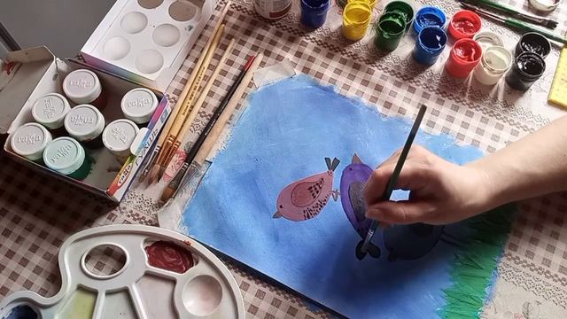 Пасхальные птички. Правополушарное рисование. смотреть онлайн