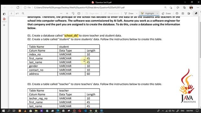 DBMS Question Session Task No 01 | 1st Year | Semester 01 | Java Institute | Dilshan Liyanage смотреть онлайн