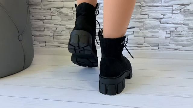 Ботинки броги чёрные женские на флисе и шнурках эко замша смотреть онлайн