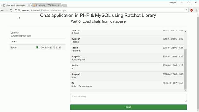 Chat application in PHP & MySQL: Load chats from database part6 смотреть онлайн