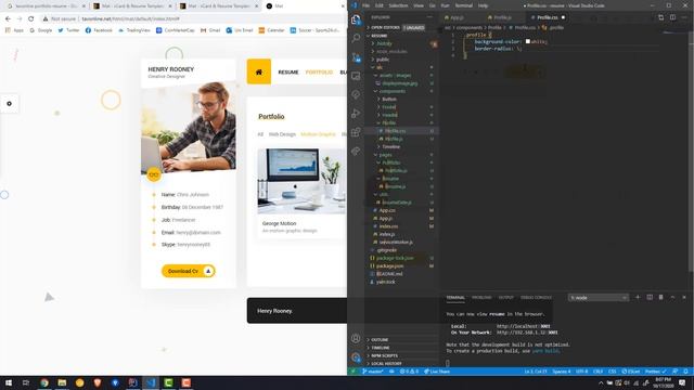 REACT JS Portfolio part 3 - Profile Component смотреть онлайн