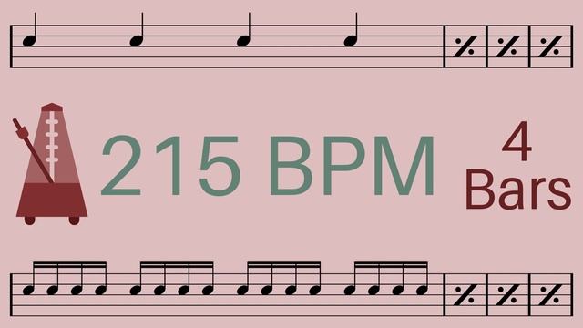 Metronome Click Track - 4 Bars Quarter to Sixteenth Notes 215 bpm - Smartronome смотреть онлайн