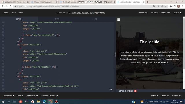 Animated navbar/by MDBootstrap смотреть онлайн