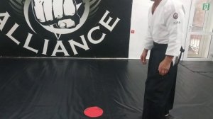 Айкидо. Защита от прямого удара ногой.