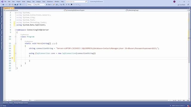 How to connect to a SQL Server Database in C# (using ADO.NET data providers) смотреть онлайн