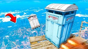 СБРОСИЛ ТУАЛЕТНУЮ КАБИНКУ С ОБРЫВА В ГТА 5 МОДЫ! ЭКСПЕРИМЕНТЫ В GTA 5 ВИДЕО MODS