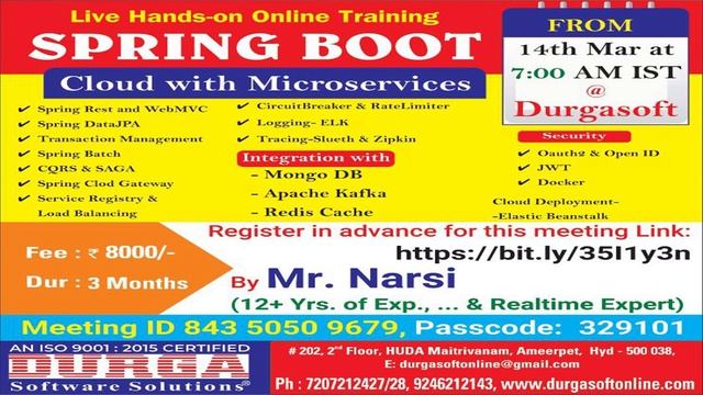 SPRING BOOT & MICRO SERVICES Online Training @ DURGASOFT смотреть онлайн