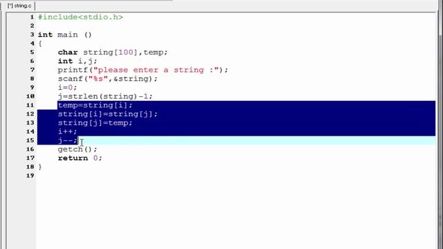 C programming video tutorial - How to reverse a string and check Palindrome смотреть онлайн