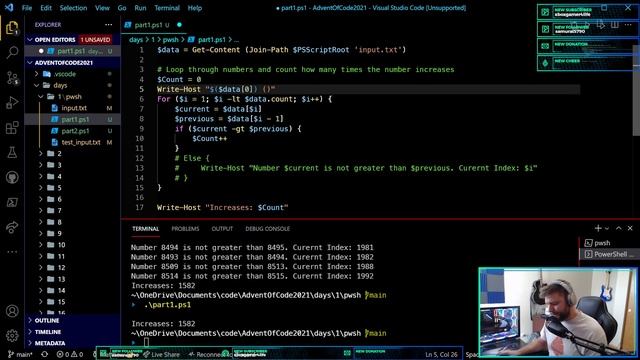 AdventOfCode 2021 - PowerShell Day 1 смотреть онлайн