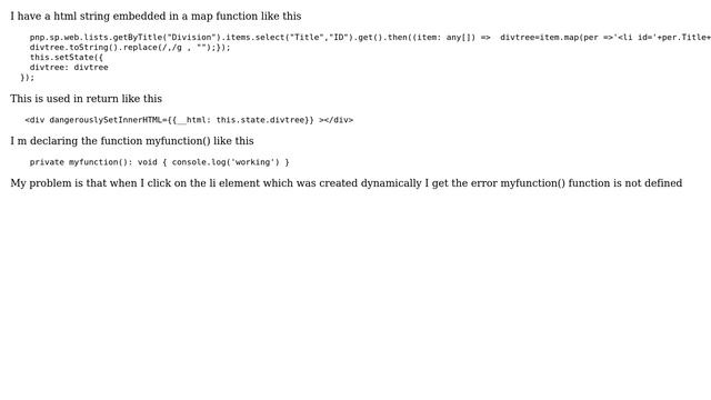 Sharepoint: How to use click event in html string in spfx (react)? смотреть онлайн
