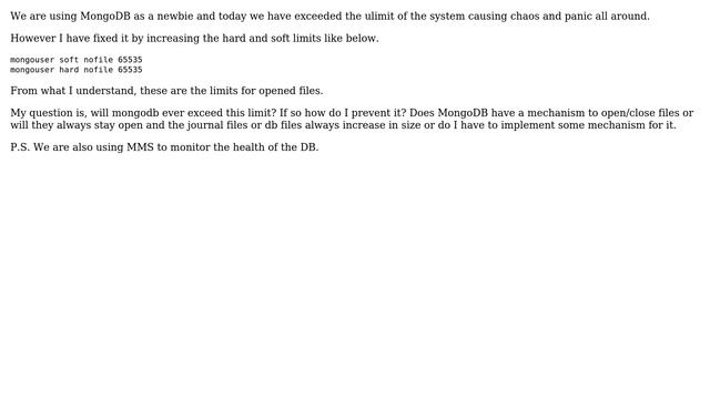 Databases: Will MongoDB exceed the 64000 ulimit threshold? смотреть онлайн