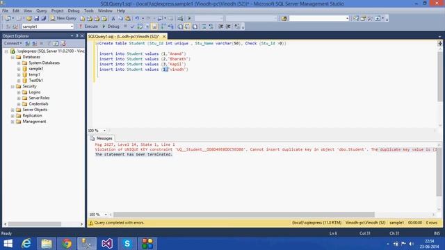 5. SQL Server Tutorial - Telugu (Unique Key , Check) смотреть онлайн