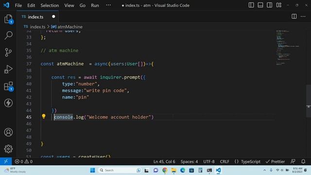 ATM Functionality Console Interactive Project with TypeScript смотреть онлайн