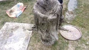 Как  легко сделать декоративный  пень из цемента и ткани