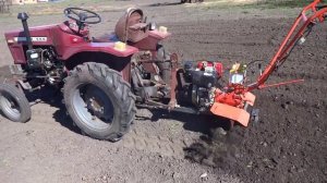 Фрезерование огорода мотоблоком на навеске минитрактора