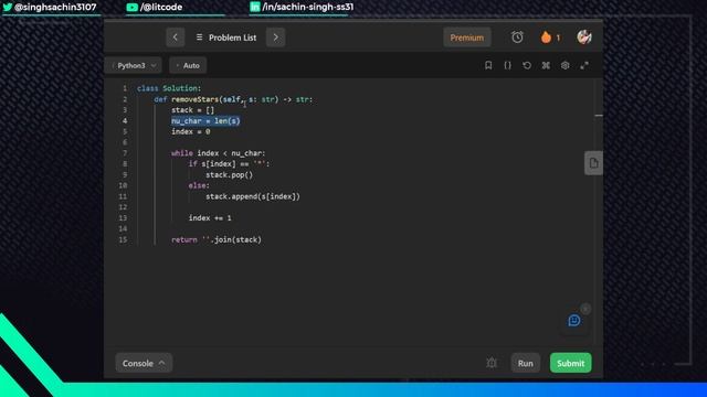 Removing Stars from a String - Leetcode 2390 - Python смотреть онлайн