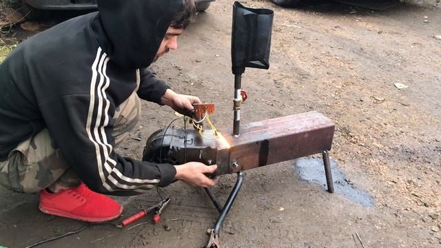 Второй запуск Пушка, печка, горелка на отработке для отопления котлов и буржуек в гараж. смотреть онлайн