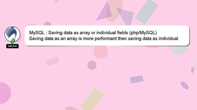 MySQL : Saving data as array or individual fields (php/MySQL) смотреть онлайн