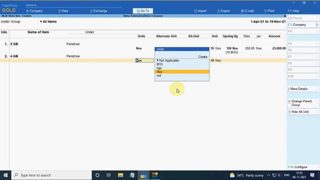 Tally Add On : Enter Alternate Unit in Multi-Master Multi Create Stock Item in TallyPrime software. смотреть онлайн