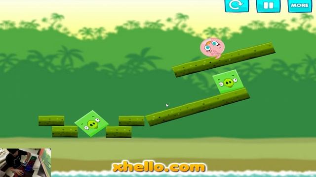 Angry Birds Kick Piggies - SMALL BIRDS AND STELLA FORCE OUT GIANT SQUARE PIGS! смотреть онлайн