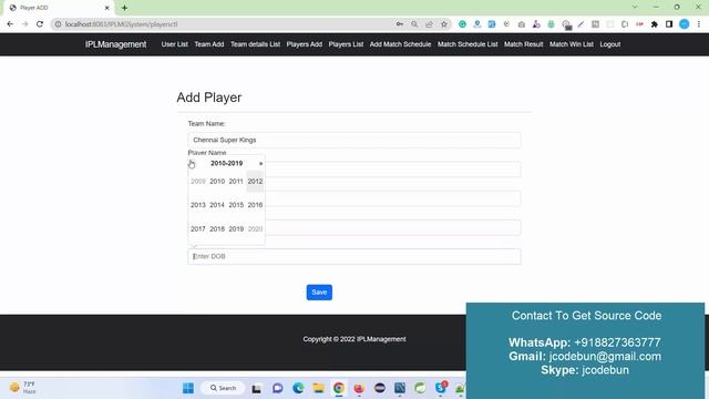 Ipl Teams Management project in java using JSP and servlet with source code and project report смотреть онлайн