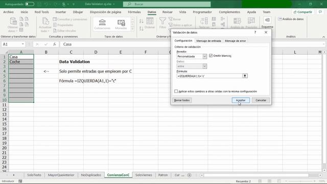 Excel VALIDACIÓN DE DATOS смотреть онлайн
