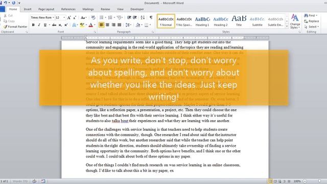 Freewriting Example